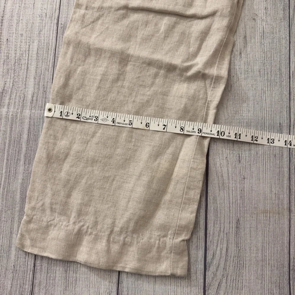 Reformation Linen Wide Leg Cropped Pants Women Size 4 Beige High Rise Inseam 25